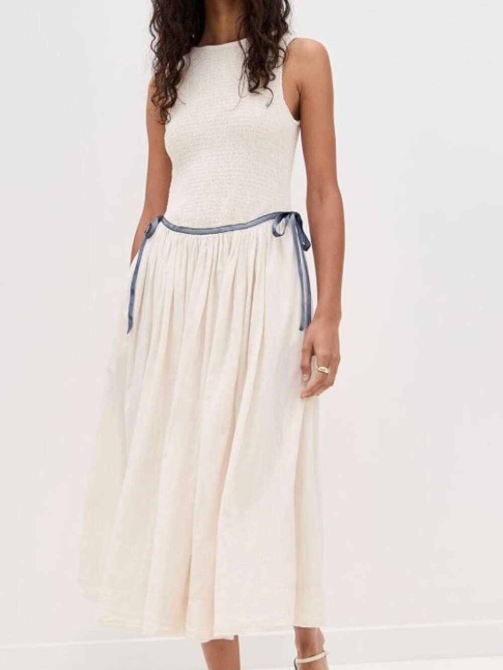 Free People Nightingale Solid Midi Dress – Tea Navy Combo – Small - Picture 4 of 12